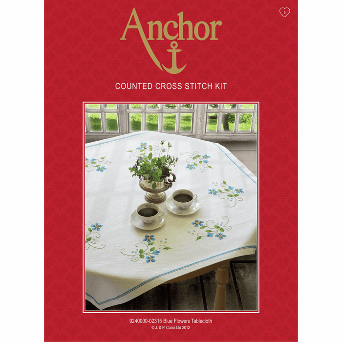 Cross Stitch Kit: Blue Flowers: Tablecloth