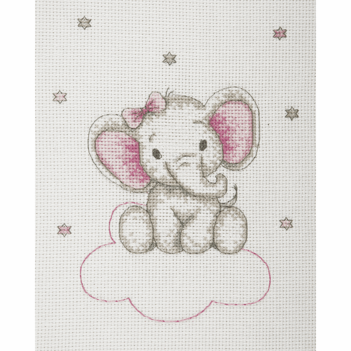 Counted Cross Stitch Kit: Baby Sets: Girl Elephant