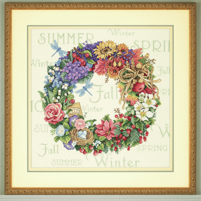 Gold: Counted Cross Stitch Kit: Wreath of all Seasons