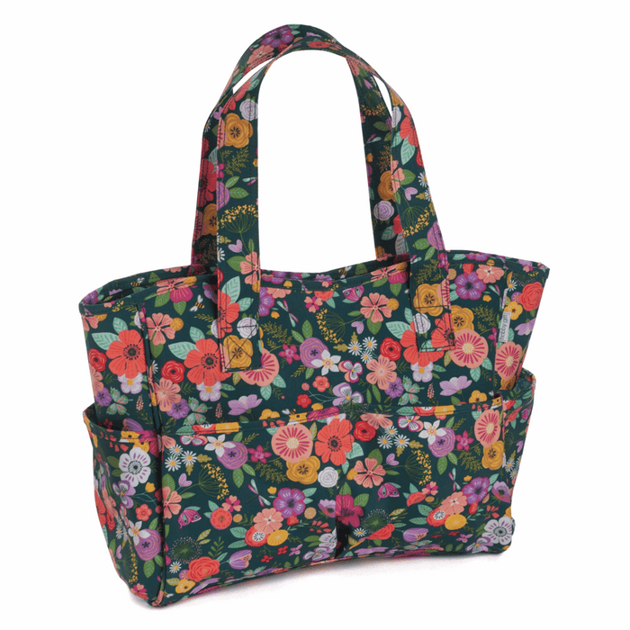 Craft Bag: Matt PVC: Floral Garden: Teal