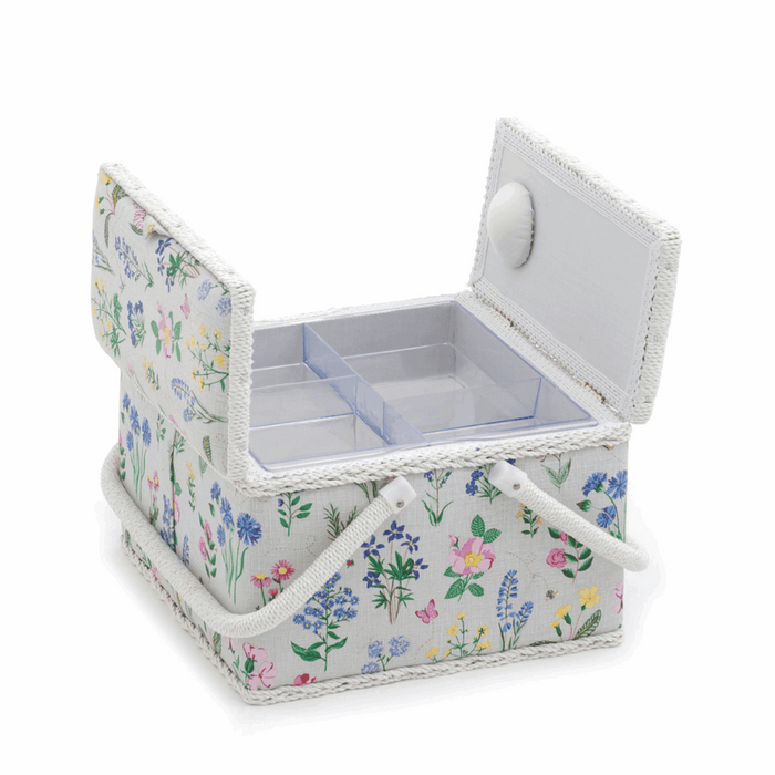 Sewing Box (L): Twin Lid: Square: Spring Garden
