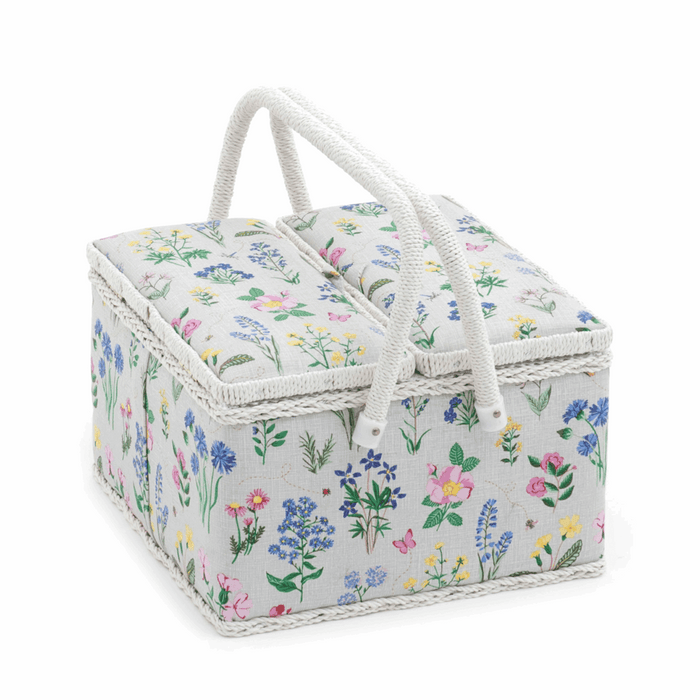 Sewing Box (L): Twin Lid: Square: Spring Garden