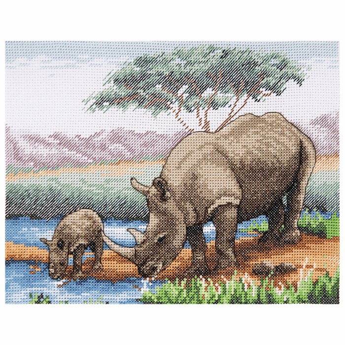 Counted Cross Stitch Kit: Essentials: Rhinos