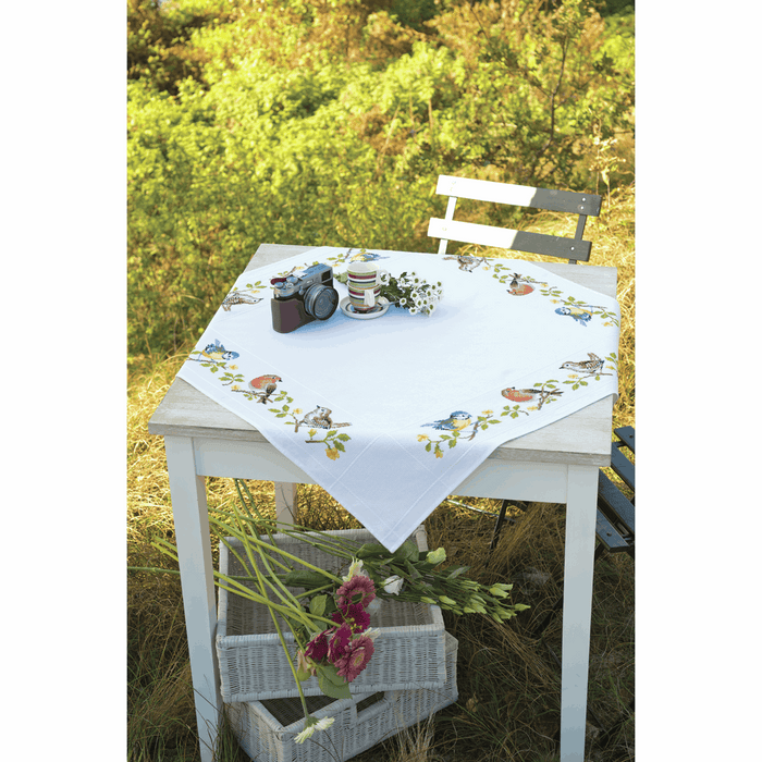 Counted Cross Stitch Kit: Tablecloth: Garden Birds