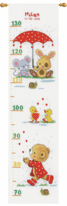Counted Cross Stitch Kit: Height Chart: Under the Umbrella