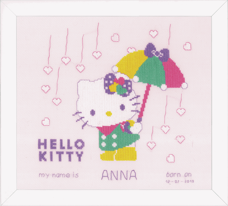 Counted Cross Stitch Kit: Hello Kitty: A Shower of Hearts